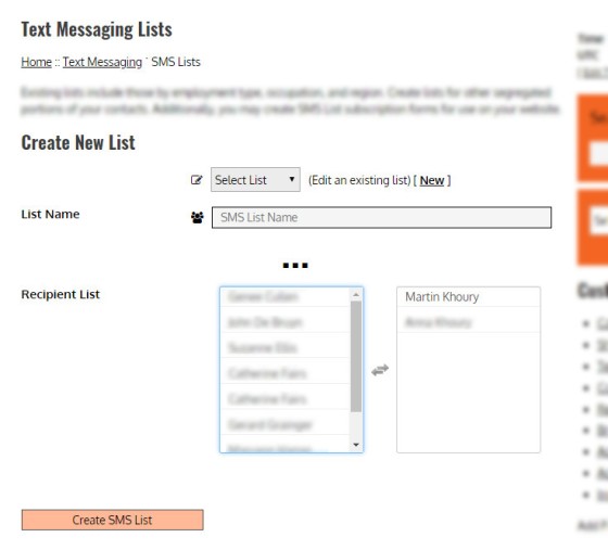 Creating SMS Lists