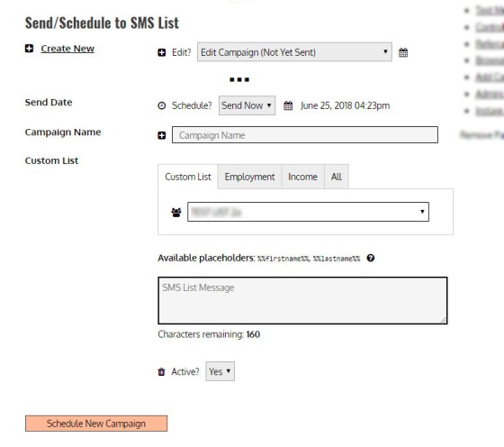 Sending SMS Messages to Lists