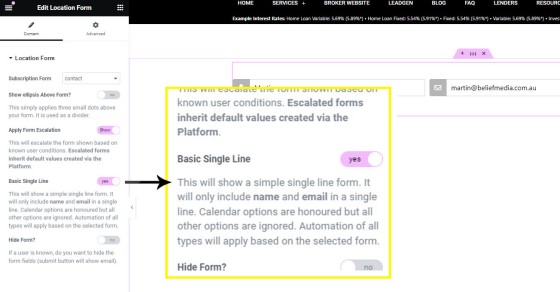 Location Form Single Line