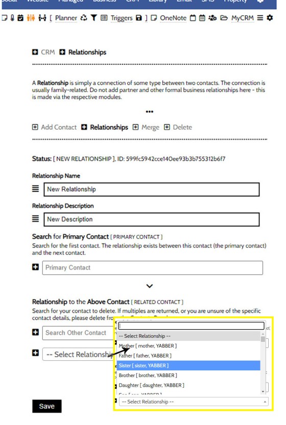 CRM Contacts Relationship Panel