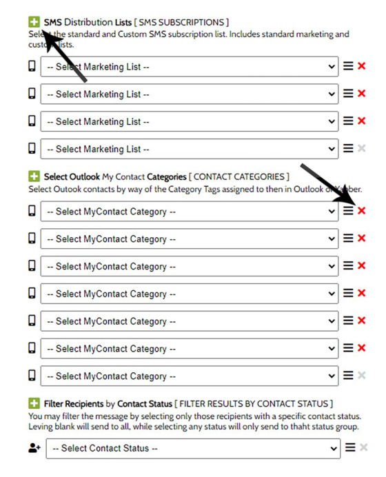 SMS List Recipients