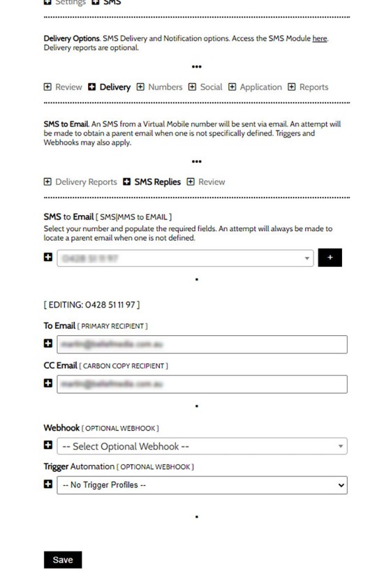 SMS Settings Replies