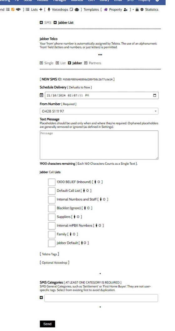 SMS Send to VoIP List