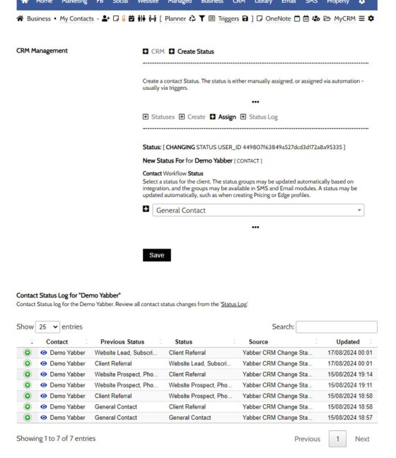 CRM User Status Log