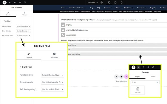 Broker Fact Find Elementor