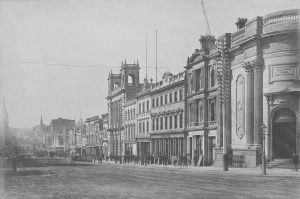 Collins Street looking east from Queens Street, Melbourne, 1883